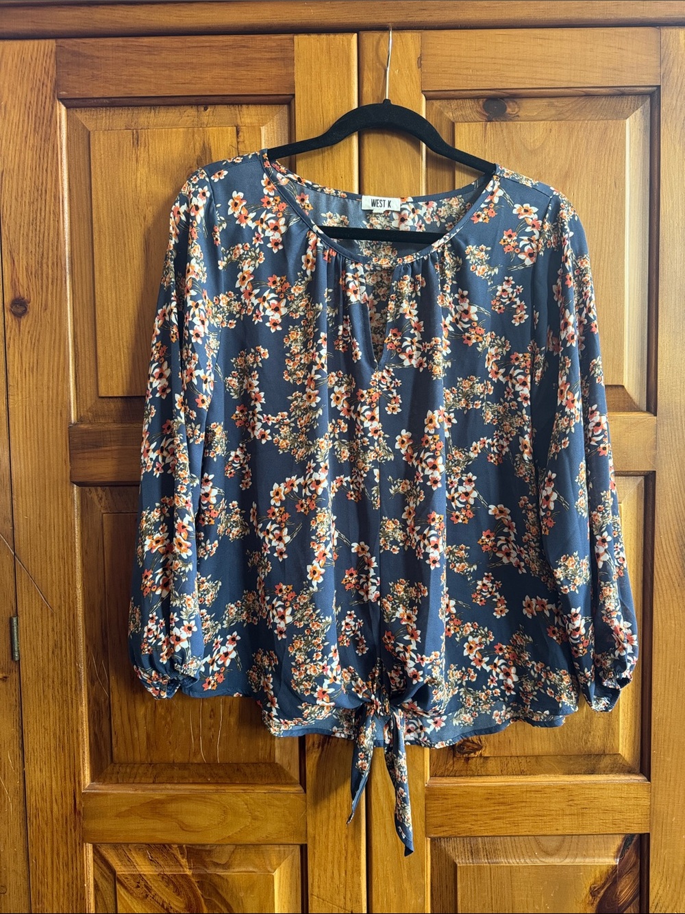 West K Floral Tie-Front Blouse (Stitch Fix)